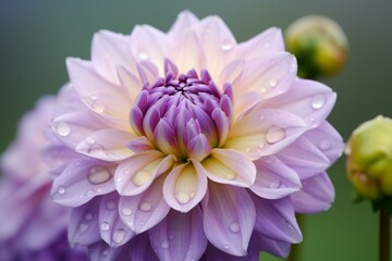 Close-up of a lilac dahlia flower in a meadow. Generative AI