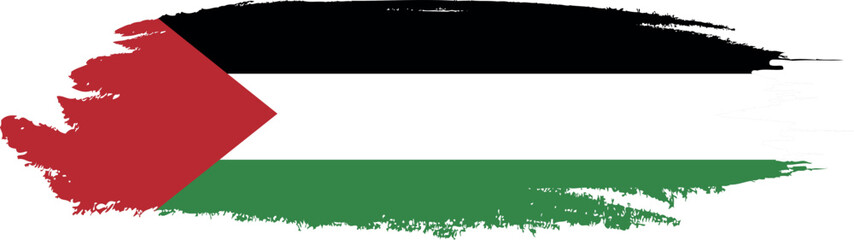 Flag of Palestine in brush stroke background
