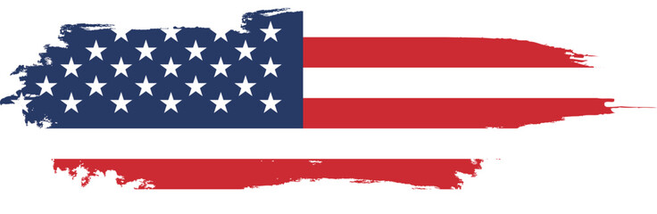 Flag of USA in brush stroke background