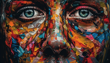 Vibrant colors and abstract patterns create a futuristic, bizarre fantasy generated by AI