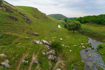 Obraz premium Hilly valley. Background with selective focus and copy space
