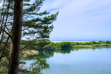 a beautiful small lake very near to the beach at the westcoast of Bornholm, Danmark, Muleby, Pyritsoen