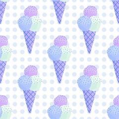 Summer cartoon seamless ice cream pattern for wallpaper and wrapping paper and fabrics and linens for kids