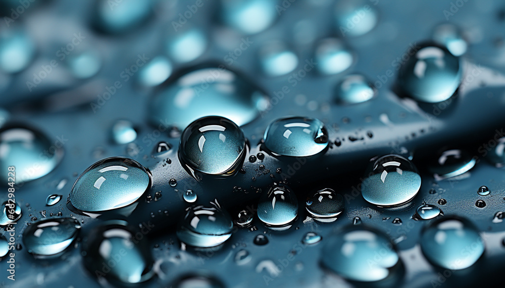 Poster wet raindrop reflects vibrant colors, creating a beautiful generative ai generated by ai