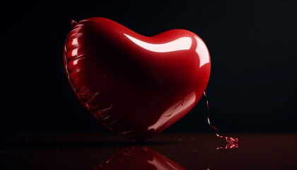 Romantic heart shaped balloon glowing in dark studio shot generated by AI