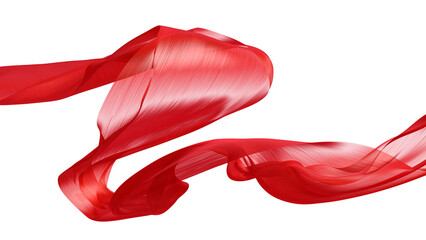 Red cloth flying the wind isolated on transparency background 3d render