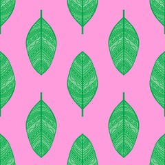 Obraz premium Abstract ethnic floral seamless leaves line art pattern for wrapping paper and fabrics and linens and kids clothes