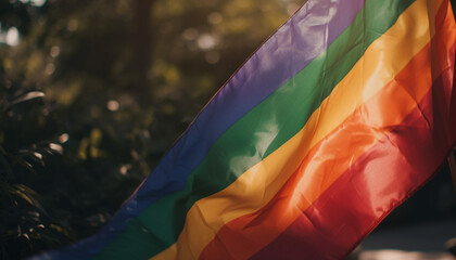 flag waving in the wind, symbol of LGBTQ pride generated by AI