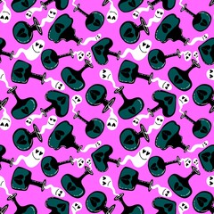 Halloween seamless witch poison bottle pattern for wrapping paper and fabrics and linens and kids clothes print