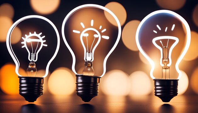 3 ampoules concept d'idée