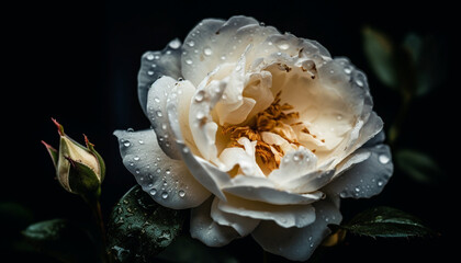 Freshness and beauty in nature: a wet, yellow petal bouquet generated by AI