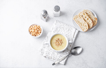 White beans rosemary potato soup in a bowl