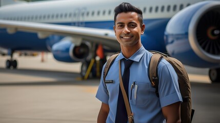 UAE pilot and picture before his first flight - obrazy, fototapety, plakaty