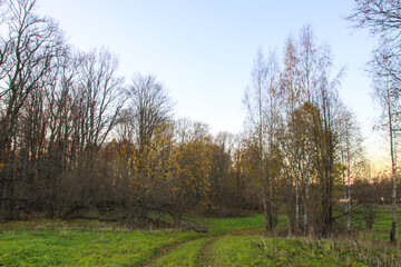 Scenic nature view. Autumn landscape in Latvia.