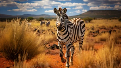 Poster Una cebra salvaje en África mirando a cámara © David Escobedo