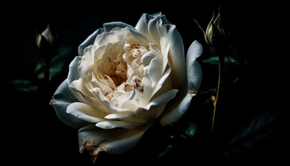 Softness and Fragility of a Single Flower in a Formal Garden generated by AI