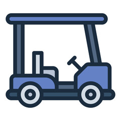 Golf Cart color filled line icon