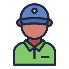 Golfer color filled line icon