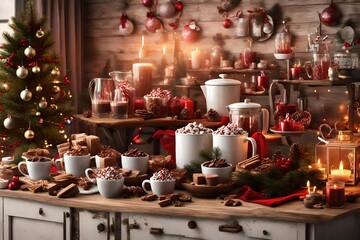 a Christmas-themed  cocoa bar.