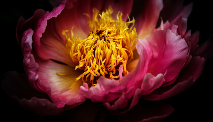 Obraz premium Vibrant peony blossom, a gift of love in nature bouquet generated by AI