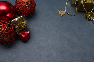 assorted Christmas ornaments on a blue background