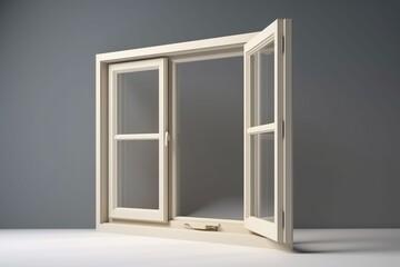 Modern window frame on plain background. Generative AI