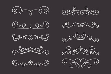 Vector Decorative Linear Dividers Set. Vintage Frame Design Elements, Filigree, Decorative Borders, Page Decorations, Dividers Isolated