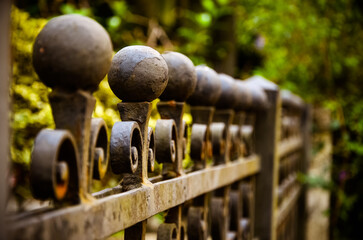 old rusty iron fence