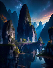 other worlds, other planet, mountains, fantasy landscape, rocks, fairy tale world