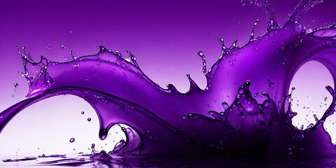 A splash of the purple liquid. Water, juice, drink, paint, watercolor.