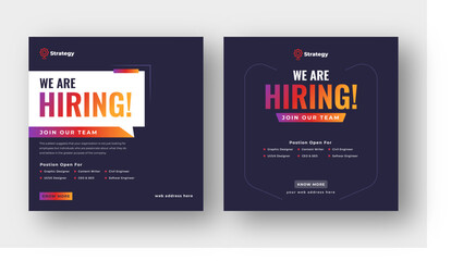 We are hiring job vacancy social media post, employees needed web banner template