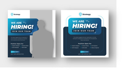 We are hiring job vacancy social media post, employees needed web banner template