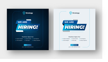 We are hiring job vacancy social media post, employees needed web banner template - obrazy, fototapety, plakaty