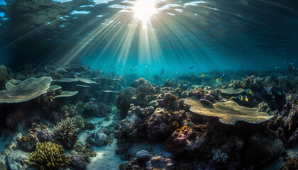 Fototapeta na wymiar Exploring the Idyllic Underwater Landscape of the Red Sea generated by AI