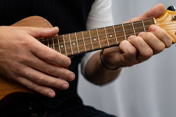 Fototapeta na wymiar Musician playing the ukulele