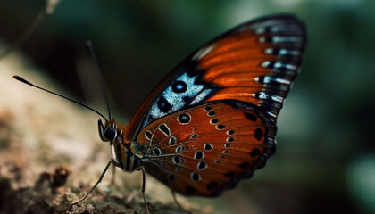 Vibrant butterfly in nature, flying with elegance and grace generated by AI