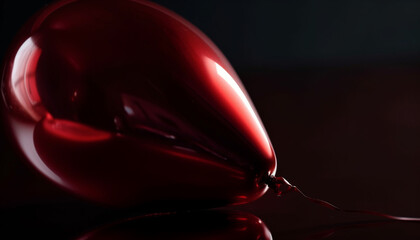 Shiny glass bottle reflects vibrant colors in dark studio shot generated by AI