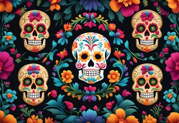 Naadloos Fotobehang Airtex Schedel  Beautiful design for the Day of the Dead holiday.