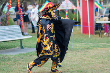 Chinese New Year Performance | Person in Traditional Costume Performing athletic and fighting...