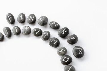 Detail of rune stone circle on white background 