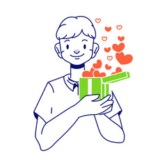 Man opened a box of hearts