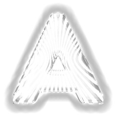 White symbol with ultra thin silver luminous vertical straps. letter a