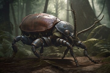 a mutated giant beetle. Generative AI - obrazy, fototapety, plakaty