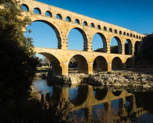 Stickers pour porte Pont du Gard Pont du Gard, ancient Roman aqueduct across Gardon River in southern France