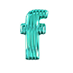 Turquoise symbol with vertical ribs. letter f