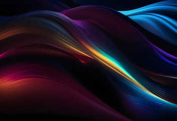 abstract dark background with flowing colouful waves