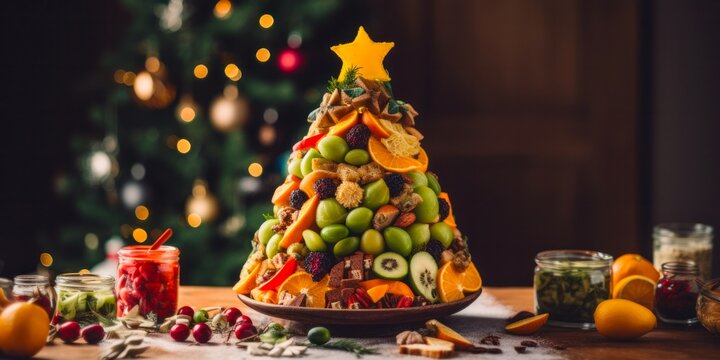 Festive and Healthy: A Christmas Tree Made of Nutritious Food for a Festive Celebration