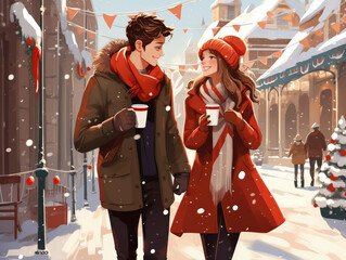 couple walking in the city