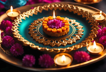 Obraz na płótnie Canvas flowering holiday Diwali background, photo for advertising,