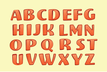 Red bold alphabet letters font